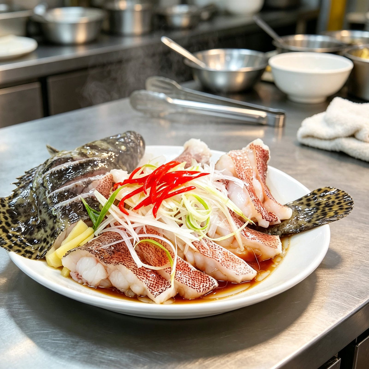 Steamed Whole Grouper with Ginger