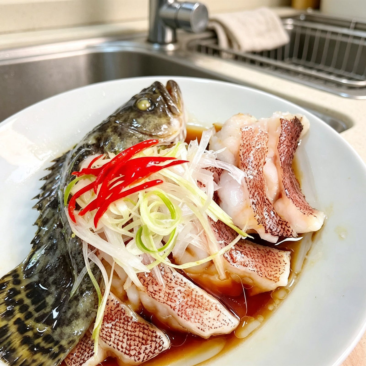 Steamed Whole Grouper with Ginger